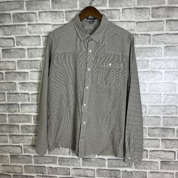 Toad & Co Gray Micro Striped Casual Lightweight Long Sleeve Button Shirt Medium - Picture 2 of 9